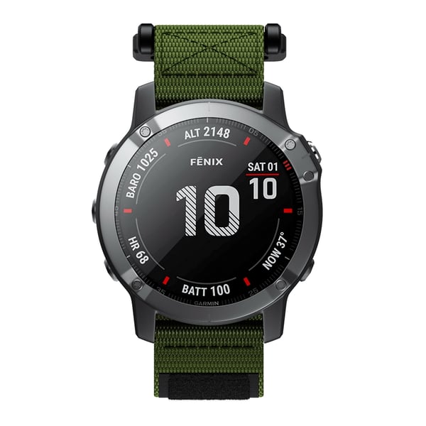 Urrem 22 mm til Garmin Fenix 5/6/7 Forerunner Approach Nylon Green