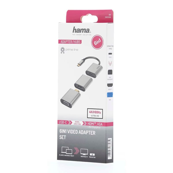 Video Adapter Sett 6i1 USB-C Mini-DisplayPort HDMI VGA
