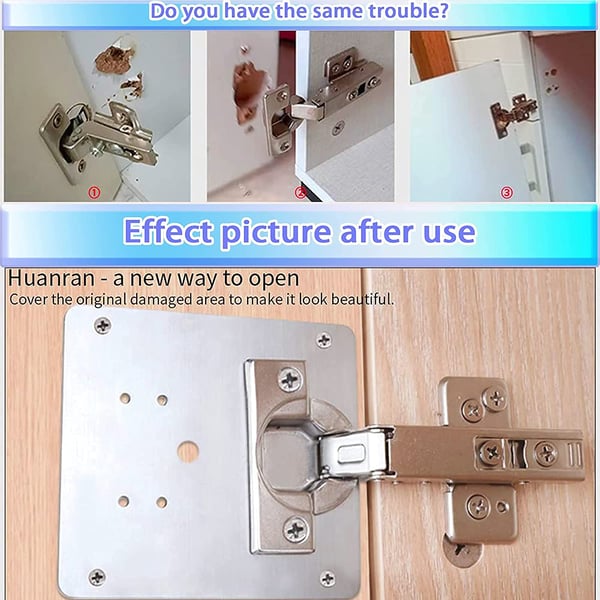 Reparationsplade til hængslede møbler 9x9 cm rustfrit stål 4-Pack
