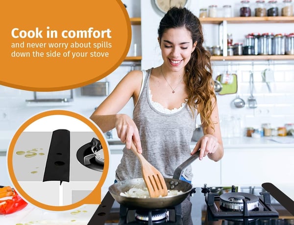List som holder rent mellom komfyr og skap 61,5 cm, sort 2-pack