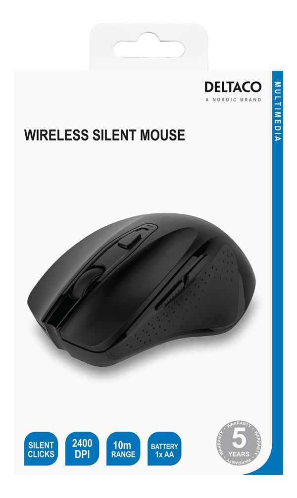 Wireless silent office mouse USB receiv 2400DPI 6button blck