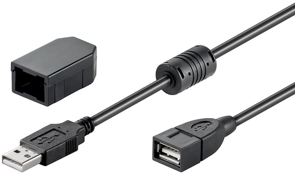 USB 2.0 High Speed -jatkokaapeli turvaholkilla, musta