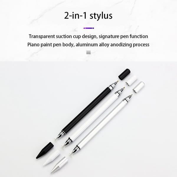 2 i 1 Stylus pen med skrivefunktion sort