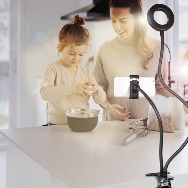 Ringlys til smartphone Ø8,5 cm med clips