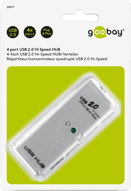 Goobay 68879 gränssnittshubbar USB 2.0 480 Mbit/s Grå