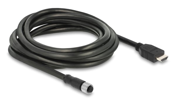 Miniatyrbild 1 av 2: DeLOCK 81219 sensor- och aktuatorkabel 3 m M12 HDMI Svart
