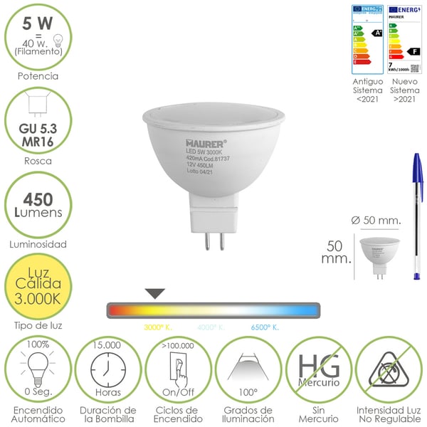 Maurer 19073195 LED-lampe 3000 K 5 W