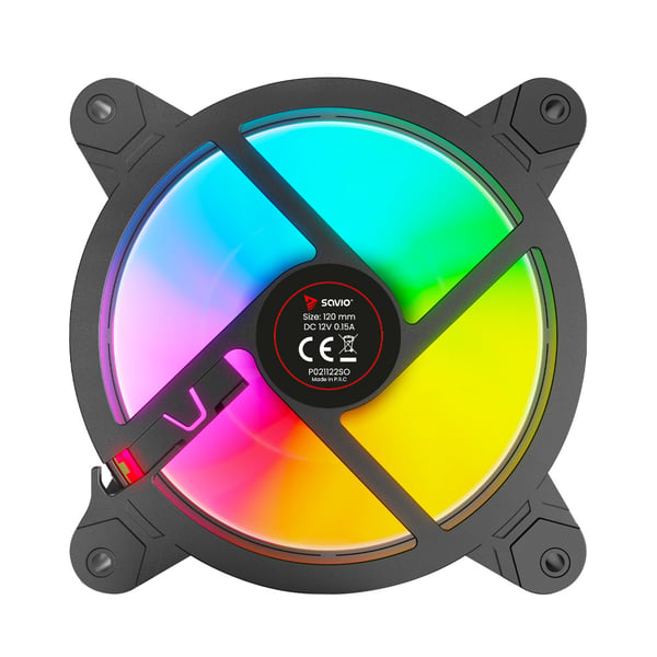 Savio FAN-01 4-pack 120mm ARGB fan including controller and remote control Computerkabinet Ventilator 12 cm Sort 4 stk