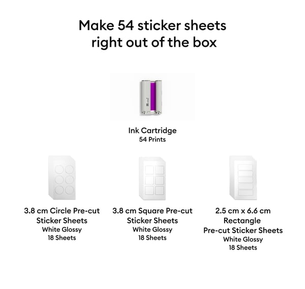 Cricut StickerPix Print Pre-cut Sticker Sheets & Ink Cartridge Set