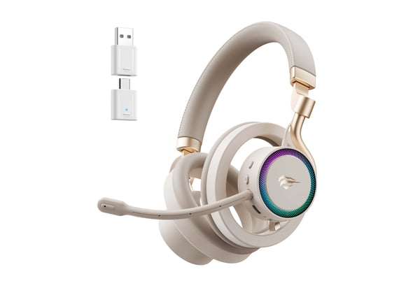 Miniatyrbillede 5 af 5: Havit Fuxi-H8 (Gold) Hovedtelefoner Kabel & trådløs Headset Spil USB Type-C Bluetooth Guld
