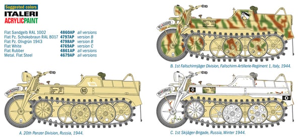 Miniatyrbild 3 av 4: Italeri KETTENKRAD Military motorcycle model Monteringssats 1:9
