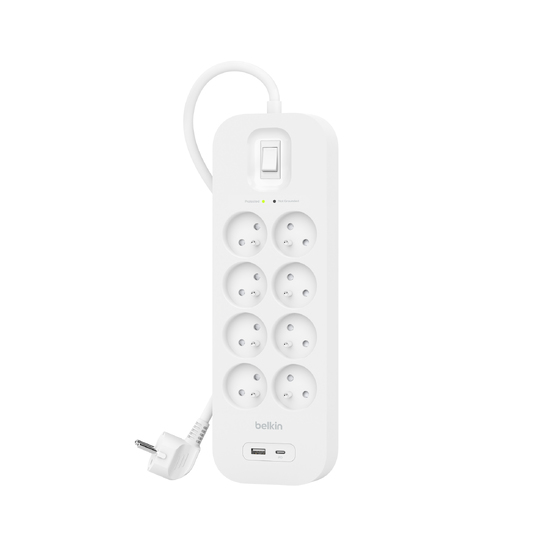 Belkin SRB003CA2M overspændingsbeskytter Hvid 8 AC stikkontakt(er) 2 m