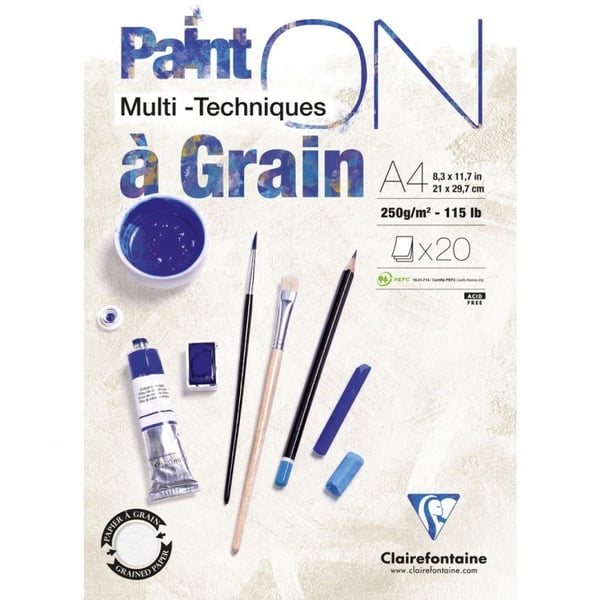 Miniatyrbild 1 av 2: Clairefontaine 3329689750493 Block med konstnärspapper 20 ark