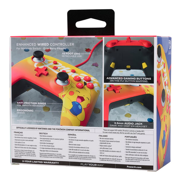 Miniatyrbild 5 av 13: PowerA förbättrad trådbunden handkontroll för Nintendo Switch - Oran Berry Pikachu