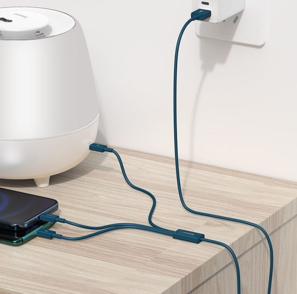 Miniatyrbild 4 av 7: Baseus CAMLTYS-03 USB-kablar 1,5 m USB A USB C/Micro-USB B/Lightning 0,48 Gbit/s Blå