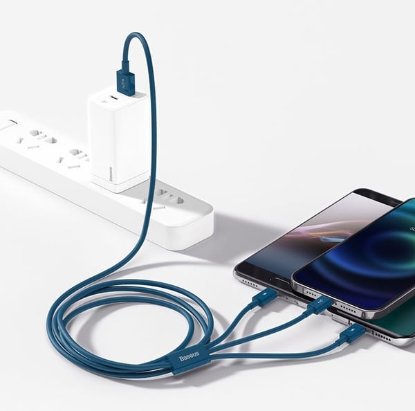 Miniatyrbild 2 av 7: Baseus CAMLTYS-03 USB-kablar 1,5 m USB A USB C/Micro-USB B/Lightning 0,48 Gbit/s Blå