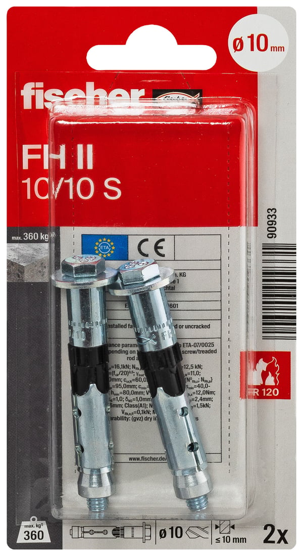 Fischer 90933 skrueanker og vægudtag 2 stk