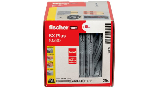 Fischer 568110 skrueanker og vægudtag 25 stk Udvidelsesanker 80 mm