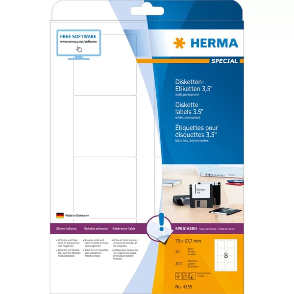 HERMA 4355 tulostintarra Valkoinen Itse kiinnittyvä tulostintarra