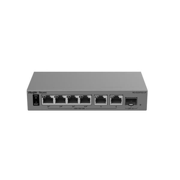 Ruijie Networks RG-ES207GS-LP nätverksswitchar hanterad L2 Gigabit Ethernet (10/100/1000) Strömförsörjning via Ethernet (PoE) stöd Grå