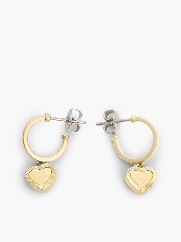 Tommy Hilfiger Gold-Plated Heart Charm Hoop Earrings Rengaskorvakorut Ruostumaton teräs Kulta