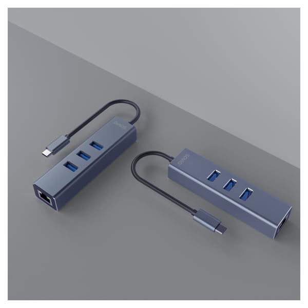 Miniatyrbillede 8 af 9: Savio AK-57 USB-C - 3 x USB-A HUB with RJ-45 Gigabit Ethernet adapter 5000 Mbit/s grey 2 x USB 3.2 Gen 2 (3.1 Gen 2) Type-C 1000 Mbit/s Grå