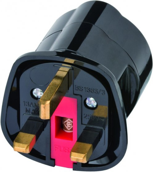 Brennenstuhl Travel Adapter earthed/GB pistorasia-adapteri Tyyppi G (UK) Tyyppi F Musta
