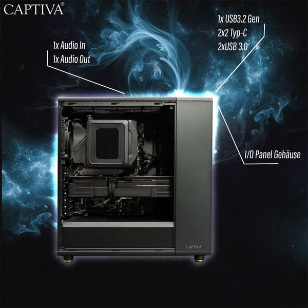 Miniatyrbillede 8 af 11: CAPTIVA 92813 PC/arbejdsstation AMD Ryzen™ 5 5500 32 GB DDR4-SDRAM 2 TB SSD NVIDIA GeForce RTX 5060 Sort