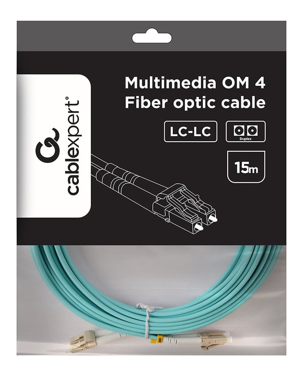 Gembird CFO-MDOM4-LC/LC-15M InfiniBand- ja kuituoptiikkakaapeli LC/UPC Vedenvärinen