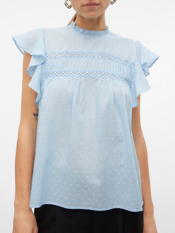 Vero Moda VMTRINE Top,10301205,XS Top (tøj) Rund krave Ærmeløs Bomuld