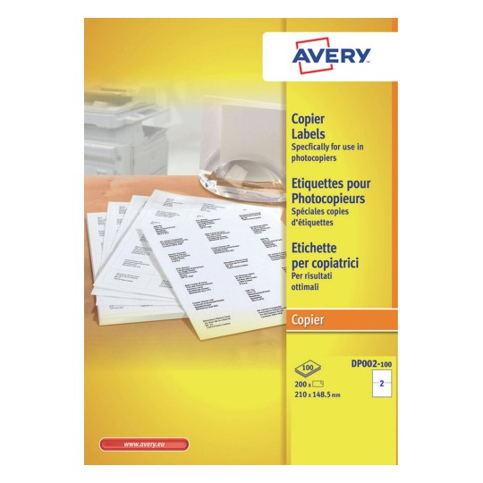 Avery DP002-100 utskriftsbara etiketter Vit Självhäftande skrivaretikett Avery DP002-100 utskriftsbara etiketter Vit Självhäftande skrivaretikett