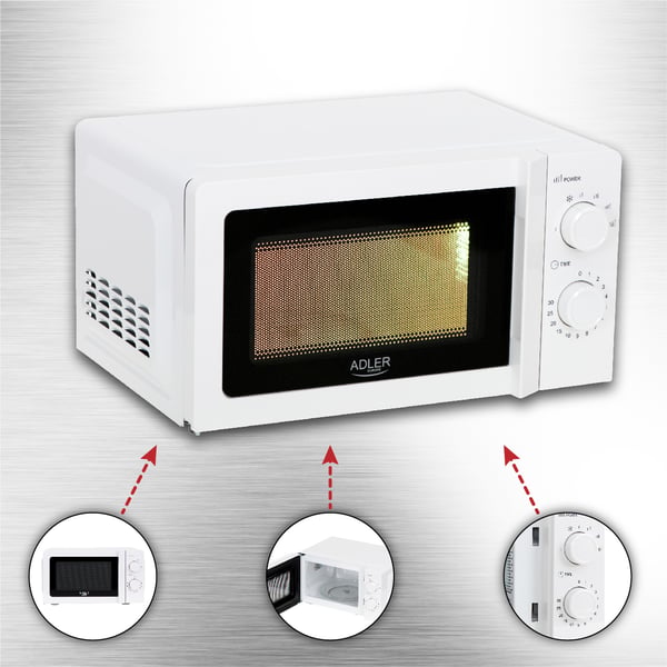 Adler AD 6205 mikrobølgeovn Hvid Solo mikroovn Bordplade 20 L 700 W