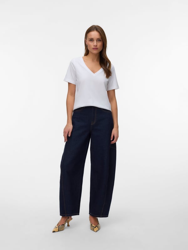 Vero Moda 5715867329953 skjorte & top T-shirt V-hals Kort ærme Bomuld