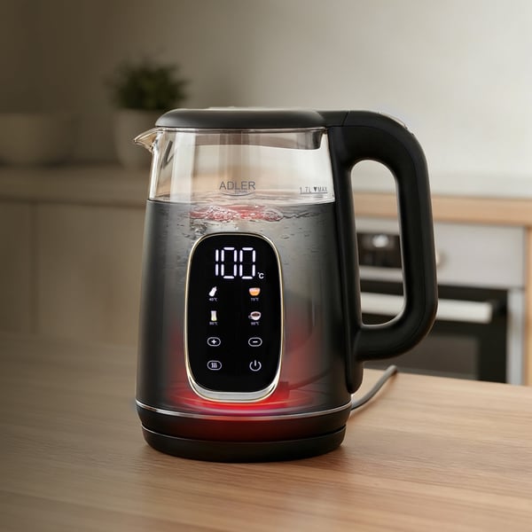 Miniatyrbillede 5 af 19: Adler AD 1305BS elkedel 1,7 L 2200 W Sort, Transparent, Sølv