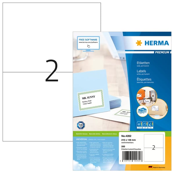 HERMA 4282 utskriftsbara etiketter Vit Självhäftande skrivaretikett HERMA 4282 utskriftsbara etiketter Vit Självhäftande skrivaretikett