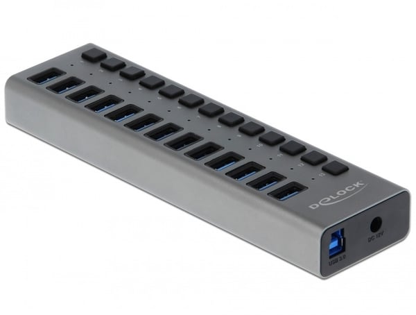 Miniatyrbild 1 av 3: DeLOCK 63738 gränssnittshubbar USB 3.2 Gen 1 (3.1 Gen 1) Type-B 5000 Mbit/s Grå