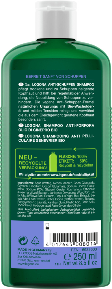 LOGONA Anti-Schuppen Shampoo 250 ml Shampo Ikke-professionel Unisex