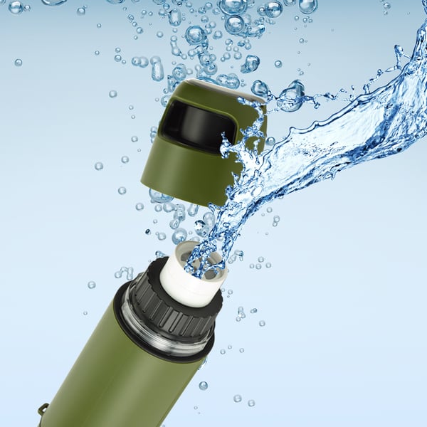 Miniatyrbillede 6 af 6: Extralink PURISOO+ BUTELKA Z SYSTEMEM FILTRUJACYM Z POMPKA 400ML FILTR UF + ACF Vandfiltreringsflaske 0,4 L Grøn, Oliven
