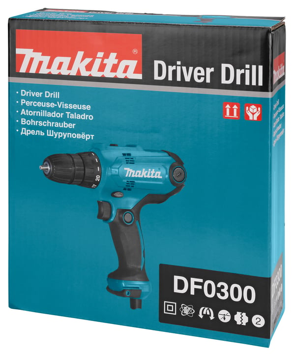 Makita DF0300 bor 1500 rpm Nøglefri 1,2 kg Sort, Blå
