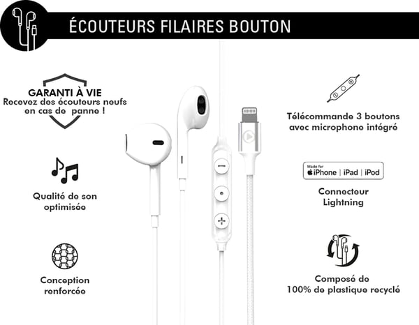 Miniatyrbillede 2 af 5: Bigben Connected FPYKPBOUTONMFIW hovedtelefoner/headset Hvid