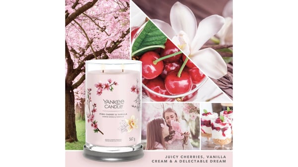 Miniatyrbild 2 av 3: Yankee Candle Signature stearinljus Cylinder Körsbär (frukt), Vanilj Rosa 1 styck