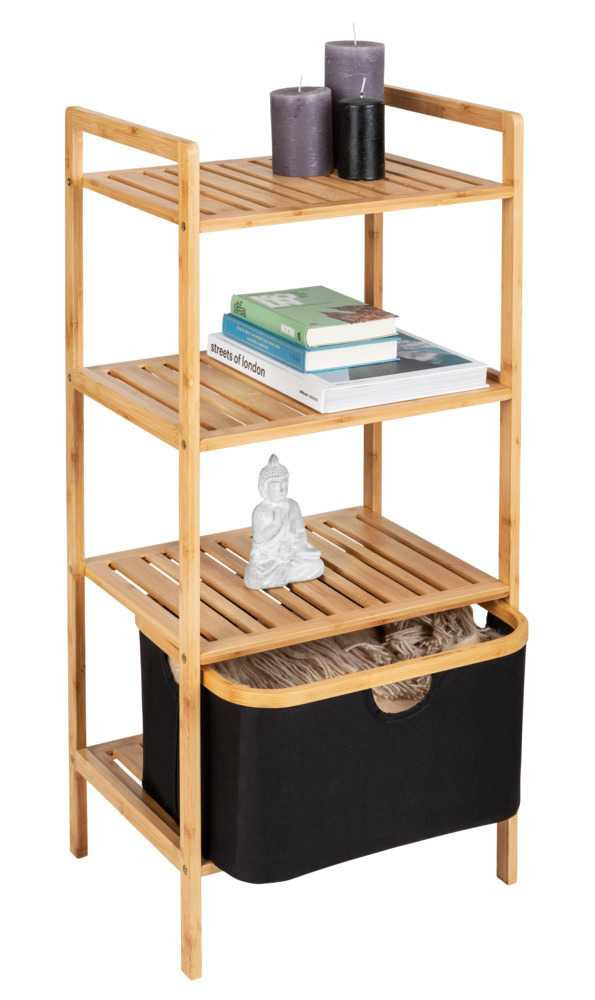 WENKO 50779100 hylde Stativhylde Fritstående Bamboo, Polyester Bamboo, Sort