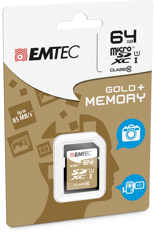 Miniatyrbillede 2 af 2: Emtec ECMSD64GXC10GP hukommelseskort 64 GB SDXC Klasse 10