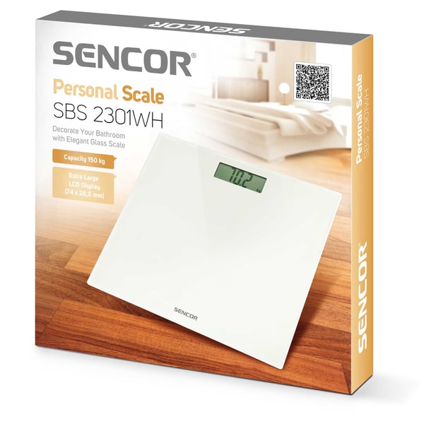 Sencor SBS 2301WH Suorakulmio Valkoinen Sähkökäyttöinen henkilövaaka