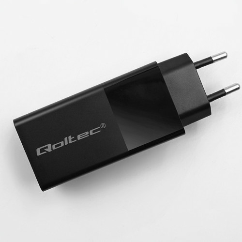 Miniatyrbillede 3 af 5: Qoltec 52382 oplader til mobil enhed Laptop, Bærbar spillekonsol, Strømbank, Smartphone, SmartWatch, Tablet Sort Vekselstrøm Hurtig opladning Indendørs