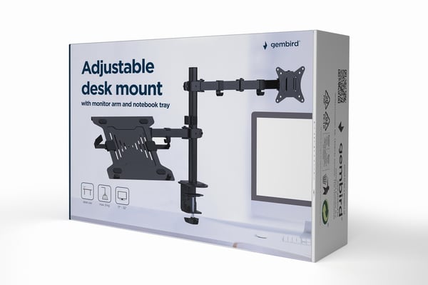 Pikkukuva 1 / 8: Gembird MA-DA-03 monitorin kiinnike ja jalusta 81,3 cm (32") Vastaanotto Musta