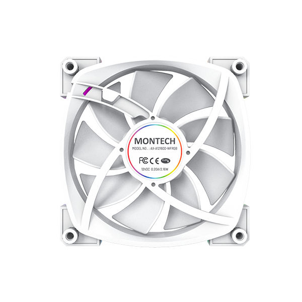 Montech AX120 PWM Tietokonekotelo, Suoritin Tuuletinmoduuli 12 cm Valkoinen 1 kpl