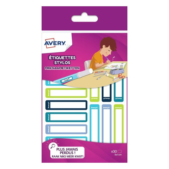 Miniatyrbillede 1 af 2: Avery RESM30G selvklæbende etiket Rektandel Permanent Flerfarvet 30 stk