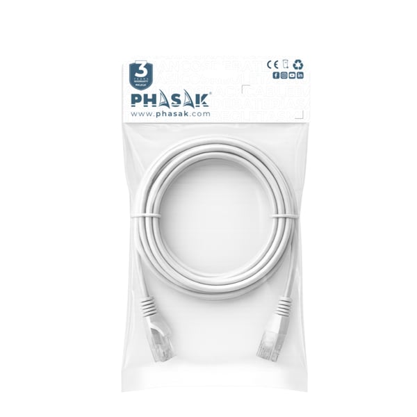Miniatyrbillede 1 af 2: Phasak PHK 1952W netværkskabel Hvid 0,25 m Cat6 U/UTP (UTP) Rund