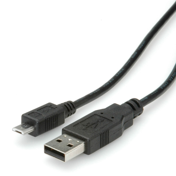 ROLINE 11.02.8754 USB-kabel USB 2.0 0,8 m USB A Micro-USB B Sort